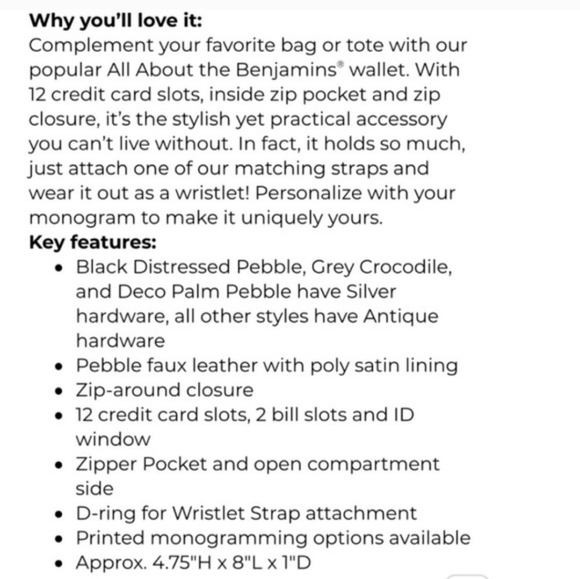 Thirty-One Gifts All About the Benjamins wallet Classic Houndstooth Pebble Nwt - Picture 4 of 10